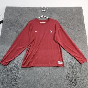 Houston Astros Shirt Mens Large Red MLB Baseball NikeFIT Authentic Long Sleeve